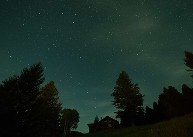 Cabin at night