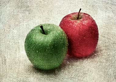 Two Apples Green And Red