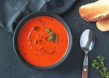 Bowl of spicy tomato soup