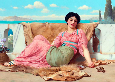 Girl feeding a turtle