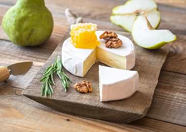 Camembert cheese with pear
