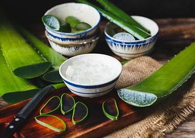 Fresh aloe vera leaves