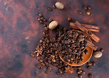 coffee beans with spices
