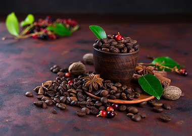 Coffee bean in a cup