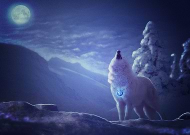 Animal Wolf Artistic White