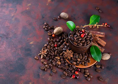 Coffee bean in a cup