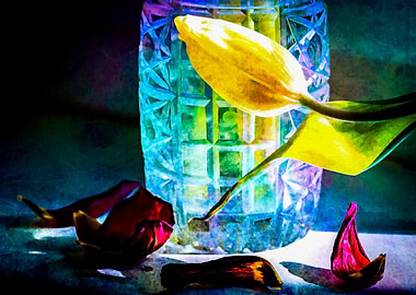 Yellow Tulip Crystal Vase