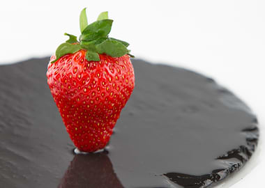 Strawberry stand on slate
