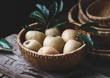 Fresh sapodilla fruits
