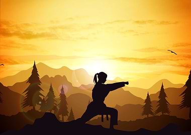 woman martial art on hill