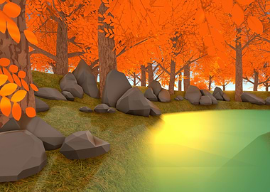 Autumn River at Sunrise A