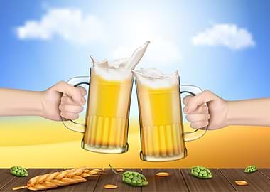 Two Glasses of Beer Drinks