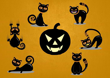 Halloween Cats Landscape