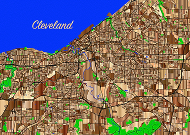 City of Cleveland Wood Map