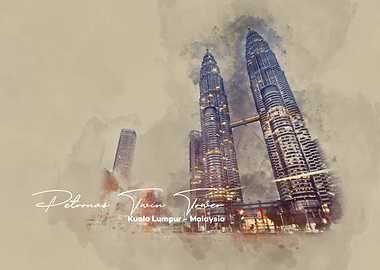 Petronas Tower Watercolor