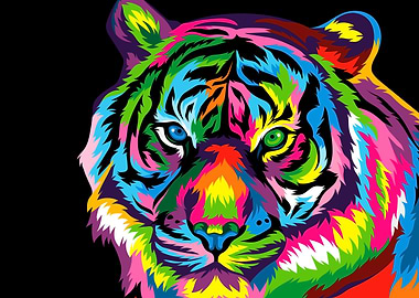 tiger head colorful popart