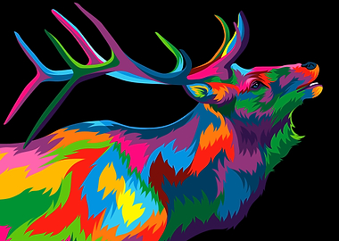 deer head colorful pop art