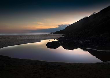 Rockpools at sunset