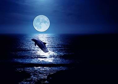 Dolphine with the moon