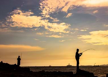 Fisherman on the sea