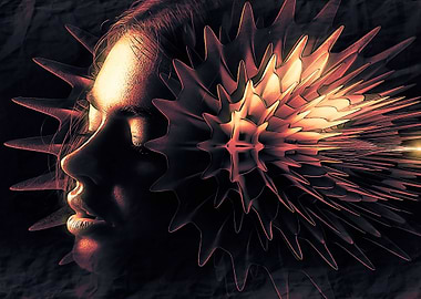 Woman with golden spiral