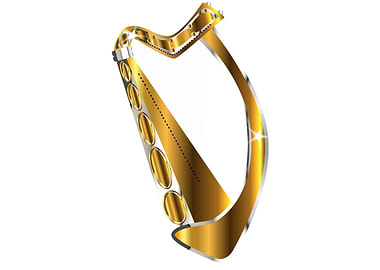 Golden Irish Harp Isolated