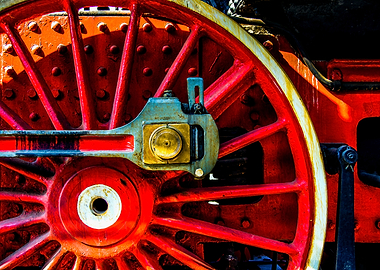 Red Steam Locomotive Wheel
