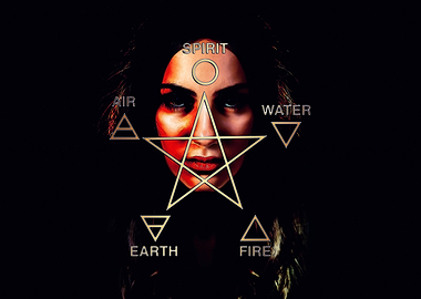 Woman with wicca symbols