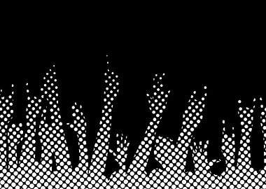 Halftone Raised Hands