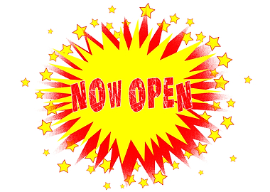 Cartoon Yellow Now Open