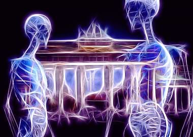 Ghosts facing a house