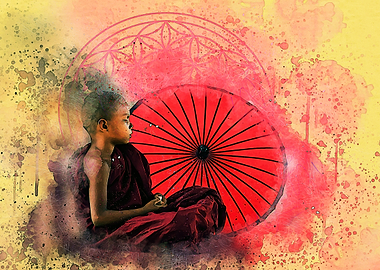 Yound monk with mandala