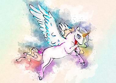 unicorn on watercolor