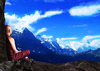 Buddish monk meditation