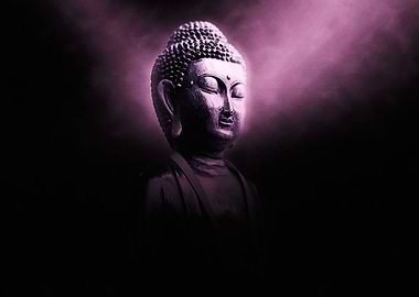 Buddha bust with mist