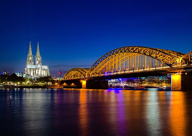 Cologne City Dom by night