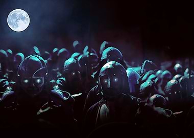 Zombie army at night