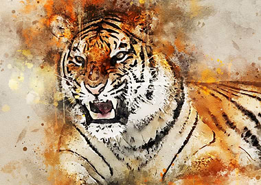Tiger watercolour effect