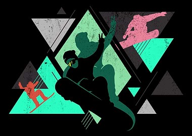 Vintage snowboarder I ski