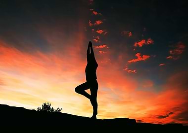 Yoga pose at sunset