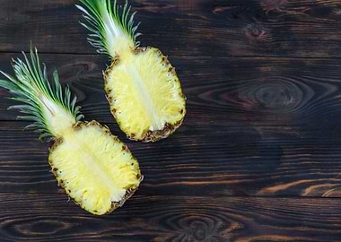 Halved pineapple