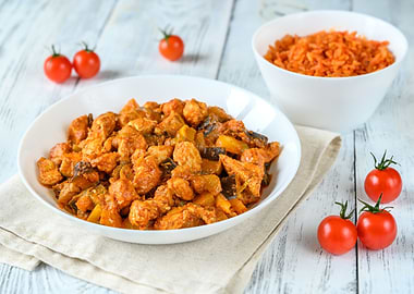 Bowl of red chicken curry