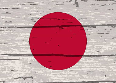 Japanese Flag On Timber