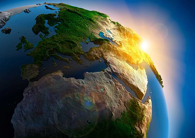 Planet Earth and sun rise