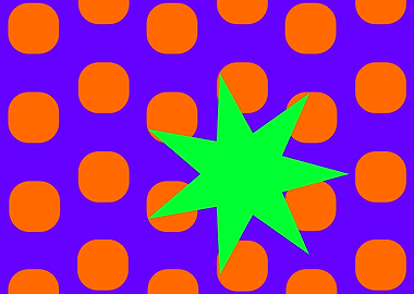 Green Star on Orange Dots
