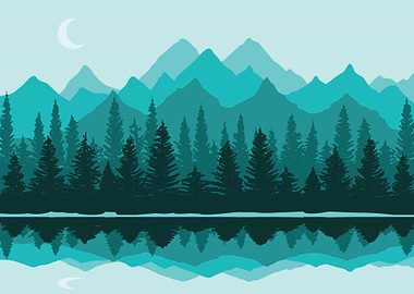 Pine forest with Mountains