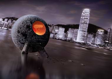 Sphere in front of skyline