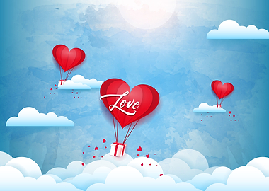 Flying air love balloons