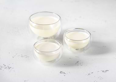 Bowls of milk and cream