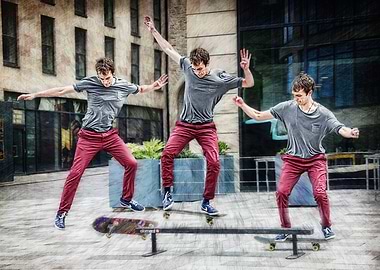 A Skater jumping moving